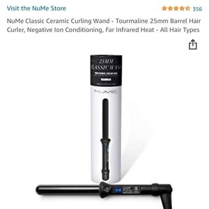 NEW! NuMe Classic Ceramic Curling Wand - Tourmaline 25mm Barrel Hair Curler